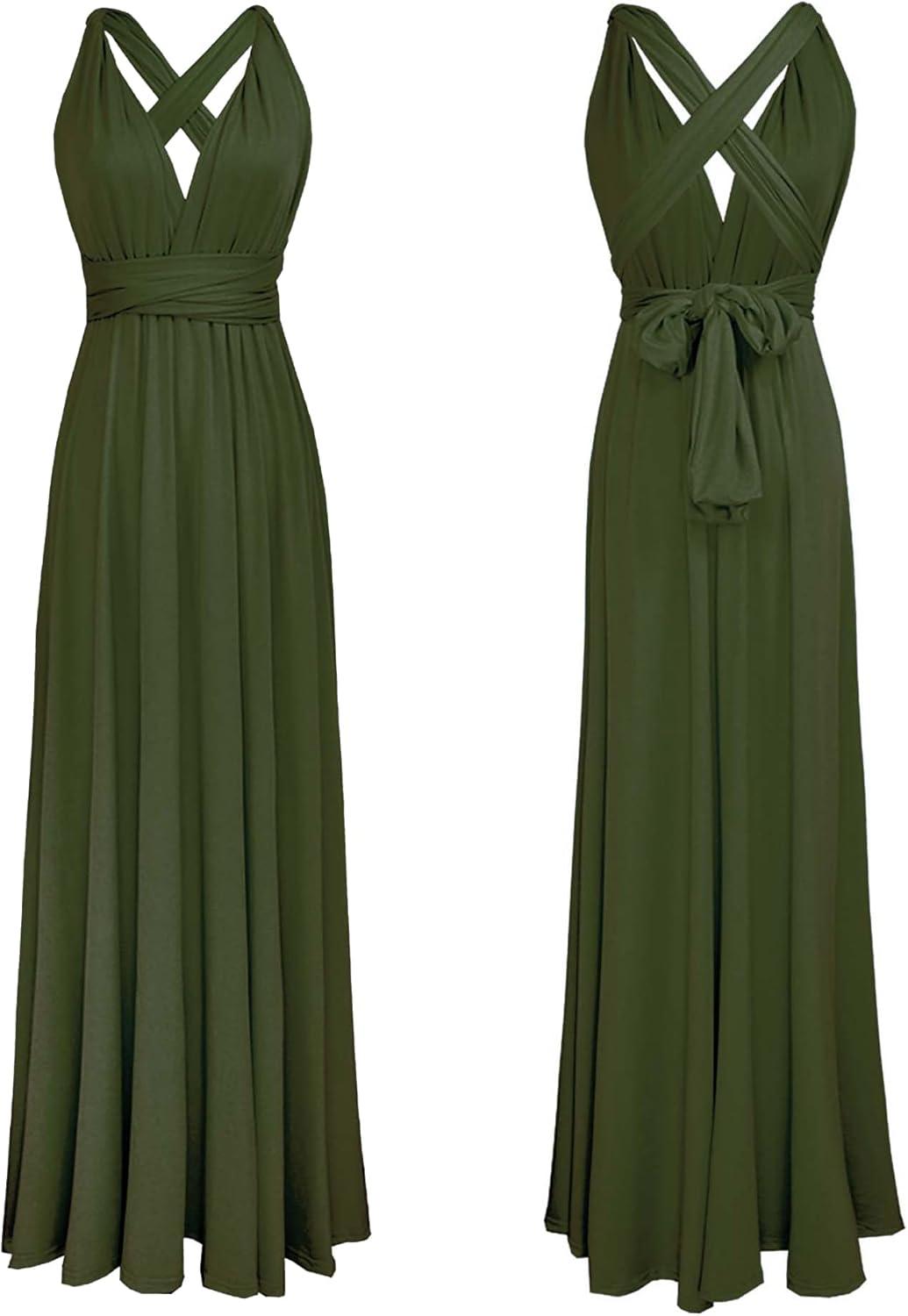 imageRobe soire pour femme lgante avec dos nu et col V longueur au sol pour la plage mariage demoiselles dhonneur bal ltVert Arme