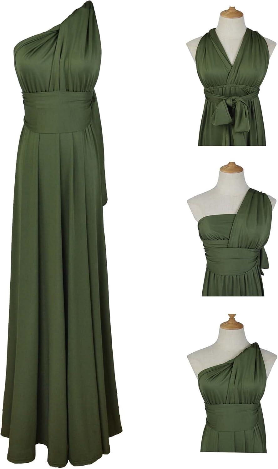imageRobe soire pour femme lgante avec dos nu et col V longueur au sol pour la plage mariage demoiselles dhonneur bal ltVert Arme