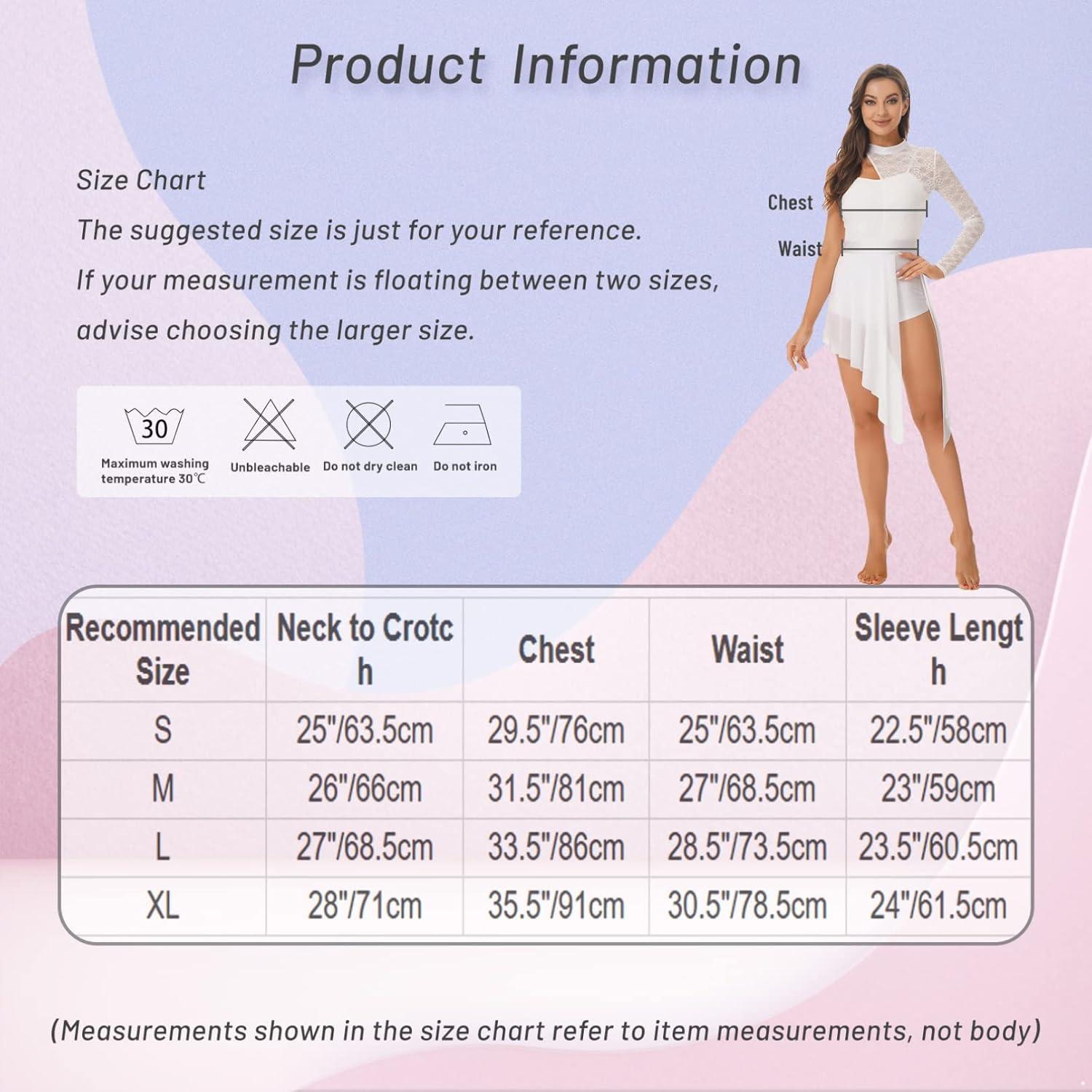 imageTiaoBug Femme Robe Danse Classique Asymtrique Robe Ballet Une Manche Longue Tenue de Patinage Artistique Justaucorps Latine Jazz Tango Costume Comptition SXLNoir A