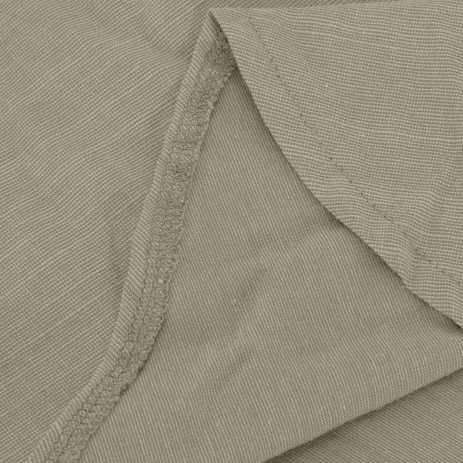 image2025 Robe Chemise Longue Robe de Travail Chic et Elegant Dcontracte Couleur Unie Robes d Ete Femme Coton et Lin Manche Courte Vtements Femmes Cotton en Line Max Robes Chemise de Plage Pas CherBKaki
