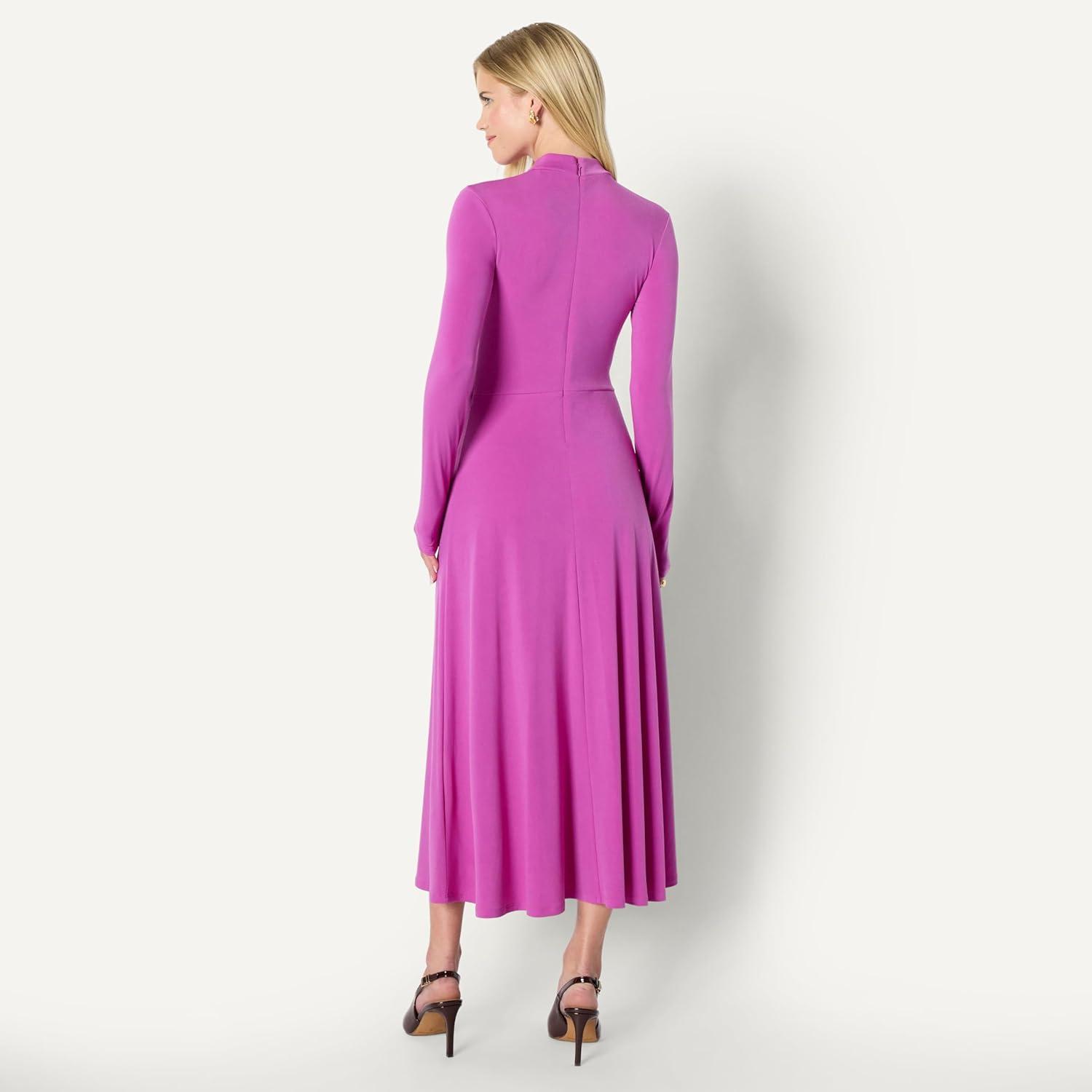 imageAmazon Essentials Slection de Demi Robe MiLongue Manches Longues Coupe Ajuste et vase FemmeFuchsia