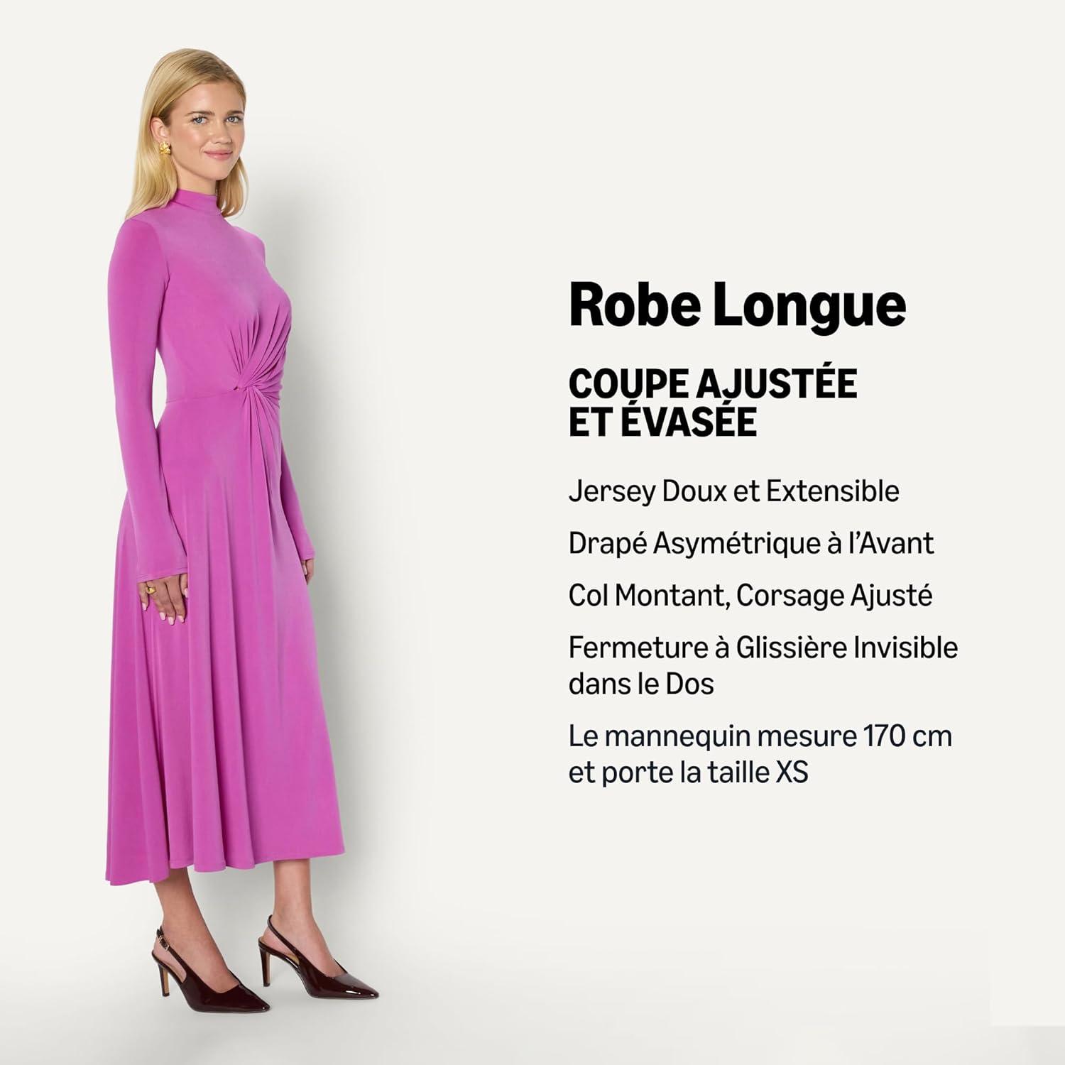 imageAmazon Essentials Slection de Demi Robe MiLongue Manches Longues Coupe Ajuste et vase FemmeFuchsia