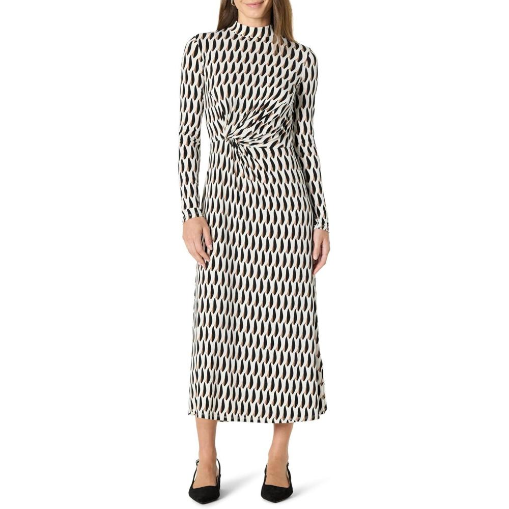 imageAmazon Essentials Slection de Demi Robe MiLongue Manches Longues Coupe Ajuste et vase FemmeIvoire Bronze Lav Go