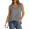 Débardeur sans manches pour femme – Débardeur d&rsquo;été sexy en coton – Coupe ample – T-shirt de sport – Couleur unie – Haut basique – Mode d&rsquo;été (disponible en grande taille)(#02 Gris.)