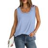 Débardeur sans manches pour femme – Débardeur d&rsquo;été sexy en coton – Coupe ample – T-shirt de sport – Couleur unie – Haut basique – Mode d&rsquo;été (disponible en grande taille)(#03 Bleu Clair)