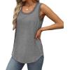 Débardeur sans manches pour femme – Débardeur d&rsquo;été sexy en coton – Coupe ample – T-shirt de sport – Couleur unie – Haut basique – Mode d&rsquo;été (disponible en grande taille)(#02 Gris.)