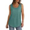 Débardeur sans manches pour femme – Débardeur d&rsquo;été sexy en coton – Coupe ample – T-shirt de sport – Couleur unie – Haut basique – Mode d&rsquo;été (disponible en grande taille)(#02 Vert.)