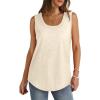 Débardeur sans manches pour femme – Débardeur d&rsquo;été sexy en coton – Coupe ample – T-shirt de sport – Couleur unie – Haut basique – Mode d&rsquo;été (disponible en grande taille)(#02 Beige.)