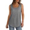Débardeur sans manches pour femme – Débardeur d&rsquo;été sexy en coton – Coupe ample – T-shirt de sport – Couleur unie – Haut basique – Mode d&rsquo;été (disponible en grande taille)(#02 Gris.)