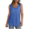 Débardeur sans manches pour femme – Débardeur d&rsquo;été sexy en coton – Coupe ample – T-shirt de sport – Couleur unie – Haut basique – Mode d&rsquo;été (disponible en grande taille)(#04 Bleu.)
