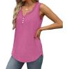 Débardeur sans manches pour femme – Débardeur d&rsquo;été sexy en coton – Coupe ample – T-shirt de sport – Couleur unie – Haut basique – Mode d&rsquo;été (disponible en grande taille)(#06 Rose.)