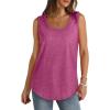 Débardeur sans manches pour femme – Débardeur d&rsquo;été sexy en coton – Coupe ample – T-shirt de sport – Couleur unie – Haut basique – Mode d&rsquo;été (disponible en grande taille)(#02 Rose.)