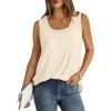 Débardeur sans manches pour femme – Débardeur d&rsquo;été sexy en coton – Coupe ample – T-shirt de sport – Couleur unie – Haut basique – Mode d&rsquo;été (disponible en grande taille)(#02 Beige.)