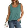 Débardeur sans manches pour femme – Débardeur d&rsquo;été sexy en coton – Coupe ample – T-shirt de sport – Couleur unie – Haut basique – Mode d&rsquo;été (disponible en grande taille)(#02 Vert.)