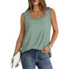 Débardeur sans manches pour femme – Débardeur d&rsquo;été sexy en coton – Coupe ample – T-shirt de sport – Couleur unie – Haut basique – Mode d&rsquo;été (disponible en grande taille)(#03 Vert Armée)