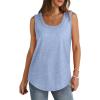 Débardeur sans manches pour femme – Débardeur d&rsquo;été sexy en coton – Coupe ample – T-shirt de sport – Couleur unie – Haut basique – Mode d&rsquo;été (disponible en grande taille)(#03 Bleu Clair)