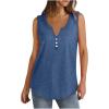 Débardeur sans manches pour femme – Débardeur d&rsquo;été sexy en coton – Coupe ample – T-shirt de sport – Couleur unie – Haut basique – Mode d&rsquo;été (disponible en grande taille)(#06 Bleu.)
