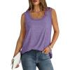 Débardeur sans manches pour femme – Débardeur d&rsquo;été sexy en coton – Coupe ample – T-shirt de sport – Couleur unie – Haut basique – Mode d&rsquo;été (disponible en grande taille)(#03 Violet)