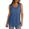 Débardeur sans manches pour femme – Débardeur d&rsquo;été sexy en coton – Coupe ample – T-shirt de sport – Couleur unie – Haut basique – Mode d&rsquo;été (disponible en grande taille)(#02 Bleu.)