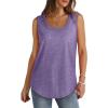 Débardeur sans manches pour femme – Débardeur d&rsquo;été sexy en coton – Coupe ample – T-shirt de sport – Couleur unie – Haut basique – Mode d&rsquo;été (disponible en grande taille)(#03 Violet)