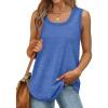 Débardeur sans manches pour femme – Débardeur d&rsquo;été sexy en coton – Coupe ample – T-shirt de sport – Couleur unie – Haut basique – Mode d&rsquo;été (disponible en grande taille)(#04 Bleu.)