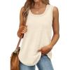 Débardeur sans manches pour femme – Débardeur d&rsquo;été sexy en coton – Coupe ample – T-shirt de sport – Couleur unie – Haut basique – Mode d&rsquo;été (disponible en grande taille)(#02 Beige.)