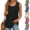 Débardeur sans manches pour femme – Débardeur d&rsquo;été sexy en coton – Coupe ample – T-shirt de sport – Couleur unie – Haut basique – Mode d&rsquo;été (disponible en grande taille)(#01 Noir)