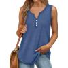Débardeur sans manches pour femme – Débardeur d&rsquo;été sexy en coton – Coupe ample – T-shirt de sport – Couleur unie – Haut basique – Mode d&rsquo;été (disponible en grande taille)(#06 Bleu.)