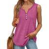 Débardeur sans manches pour femme – Débardeur d&rsquo;été sexy en coton – Coupe ample – T-shirt de sport – Couleur unie – Haut basique – Mode d&rsquo;été (disponible en grande taille)(#06 Rose.)