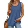 Débardeur sans manches pour femme – Débardeur d&rsquo;été sexy en coton – Coupe ample – T-shirt de sport – Couleur unie – Haut basique – Mode d&rsquo;été (disponible en grande taille)(#02 Bleu.)