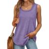 Débardeur sans manches pour femme – Débardeur d&rsquo;été sexy en coton – Coupe ample – T-shirt de sport – Couleur unie – Haut basique – Mode d&rsquo;été (disponible en grande taille)(#03 Violet)