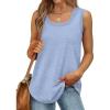 Débardeur sans manches pour femme – Débardeur d&rsquo;été sexy en coton – Coupe ample – T-shirt de sport – Couleur unie – Haut basique – Mode d&rsquo;été (disponible en grande taille)(#03 Bleu Clair)