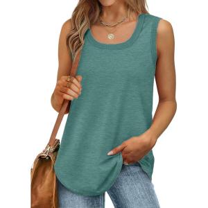 Débardeur sans manches pour femme – Débardeur d&rsquo;été sexy en coton – Coupe ample – T-shirt de sport – Couleur unie – Haut basique – Mode d&rsquo;été (disponible en grande taille)(#02 Vert.)