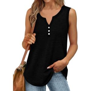 Débardeur sans manches pour femme – Débardeur d&rsquo;été sexy en coton – Coupe ample – T-shirt de sport – Couleur unie – Haut basique – Mode d&rsquo;été (disponible en grande taille)(#06 Noir)