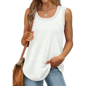 Débardeur sans manches pour femme – Débardeur d&rsquo;été sexy en coton – Coupe ample – T-shirt de sport – Couleur unie – Haut basique – Mode d&rsquo;été (disponible en grande taille)(#03 Blanc.)