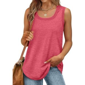 Débardeur sans manches pour femme – Débardeur d&rsquo;été sexy en coton – Coupe ample – T-shirt de sport – Couleur unie – Haut basique – Mode d&rsquo;été (disponible en grande taille)(#04 Rose)