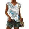 t-Shirt à Manches Courtes pour Femmes, débardeur d&rsquo;été Simple et décontracté, Coupe Ample, Hauts Chemisiers(02-paisley-3)