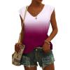 t-Shirt à Manches Courtes pour Femmes, débardeur d&rsquo;été Simple et décontracté, Coupe Ample, Hauts Chemisiers(03-dégradé-3)