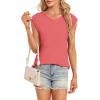 t-Shirt à Manches Courtes pour Femmes, débardeur d&rsquo;été Simple et décontracté, Coupe Ample, Hauts Chemisiers(00-corail)