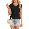t-Shirt à Manches Courtes pour Femmes, débardeur d&rsquo;été Simple et décontracté, Coupe Ample, Hauts Chemisiers(00-noir)