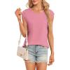 t-Shirt à Manches Courtes pour Femmes, débardeur d&rsquo;été Simple et décontracté, Coupe Ample, Hauts Chemisiers(01-rose Foncé)