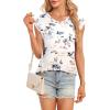 t-Shirt à Manches Courtes pour Femmes, débardeur d&rsquo;été Simple et décontracté, Coupe Ample, Hauts Chemisiers(02-à Fleurs-2)
