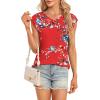 t-Shirt à Manches Courtes pour Femmes, débardeur d&rsquo;été Simple et décontracté, Coupe Ample, Hauts Chemisiers(02-à Fleurs-3)