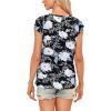 t-Shirt à Manches Courtes pour Femmes, débardeur d&rsquo;été Simple et décontracté, Coupe Ample, Hauts Chemisiers(02-à Fleurs-4)