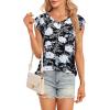t-Shirt à Manches Courtes pour Femmes, débardeur d&rsquo;été Simple et décontracté, Coupe Ample, Hauts Chemisiers(02-à Fleurs-4)