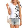 t-Shirt à Manches Courtes pour Femmes, débardeur d&rsquo;été Simple et décontracté, Coupe Ample, Hauts Chemisiers(02-à Fleurs-8)
