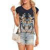 t-Shirt à Manches Courtes pour Femmes, débardeur d&rsquo;été Simple et décontracté, Coupe Ample, Hauts Chemisiers(02-paisley-5)
