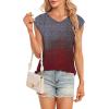 t-Shirt à Manches Courtes pour Femmes, débardeur d&rsquo;été Simple et décontracté, Coupe Ample, Hauts Chemisiers(03-dégradé-1)
