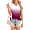 t-Shirt à Manches Courtes pour Femmes, débardeur d&rsquo;été Simple et décontracté, Coupe Ample, Hauts Chemisiers(03-dégradé-3)