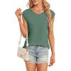 t-Shirt à Manches Courtes pour Femmes, débardeur d&rsquo;été Simple et décontracté, Coupe Ample, Hauts Chemisiers(Vert Foncé)